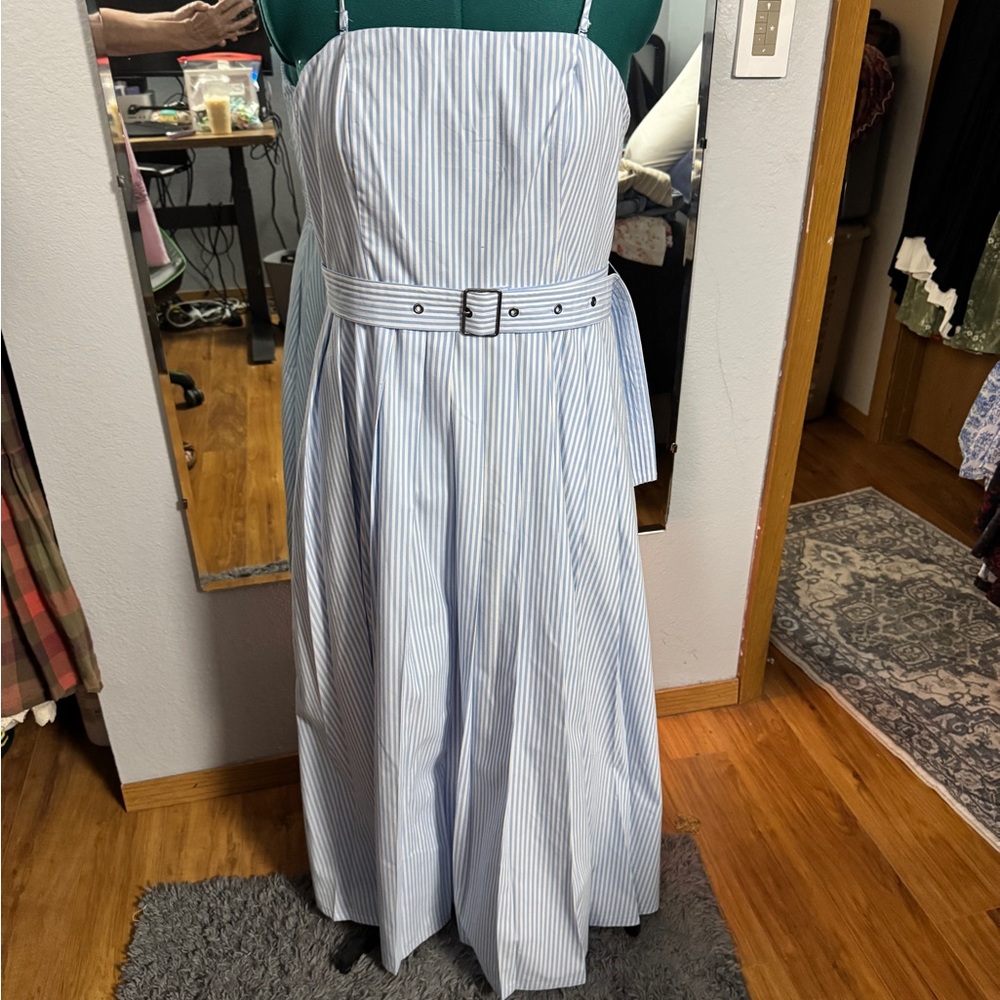NWT A New Day Blue and white Striped Women's Dress with Belt